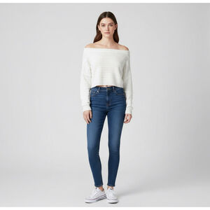 Thread & Supply White Off The Shoulder Cropped Lightweight Layering Sweater XS